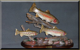 Rainbow Trout wood carving 