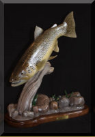Brown Trout sculpture diving